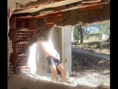 Exploring an abandoned building, 2 amateur boys hurl their garments together with one starts to jerk off asian gay skivvies intercourse videos